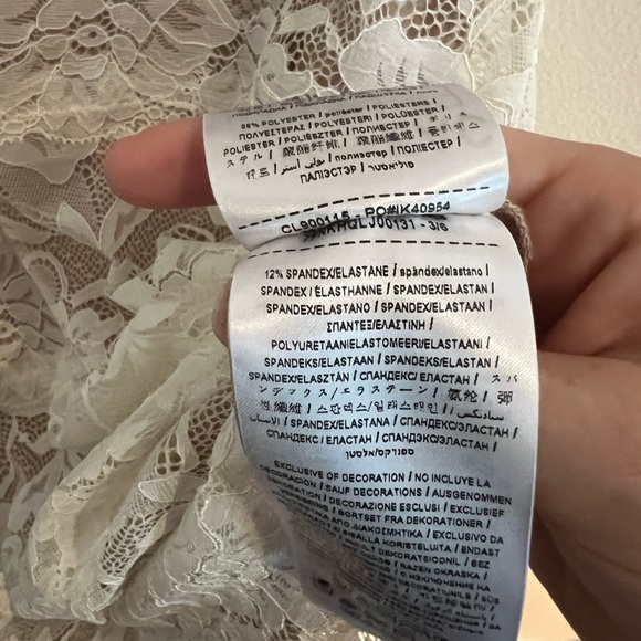 Guess Bodycon Floral Lace Mini Dress, Size XS, Nude/Off White - Picture 7 of 10